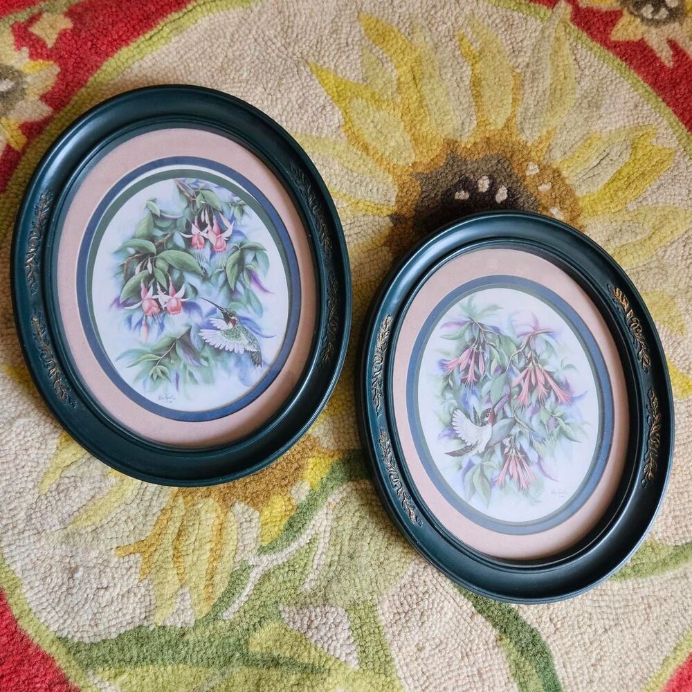 90s cottagecore whimsigoth green framed hummingbird prints